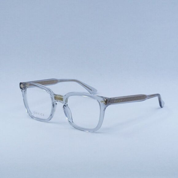💯 NEW GUCCI GG0184O 005 SQUARE GREY TRANSPARENT CLEAR UNISEX EYEGLASSES - Picture 1 of 11